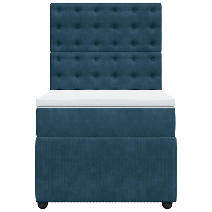 Pat box spring cu saltea, albastru, 90x190 cm, catifea - WALTI WALTI