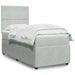Pat box spring cu saltea, gri deschis, 90x200 cm, catifea - WALTI WALTI