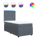 Pat box spring cu saltea, gri închis, 90x200 cm, catifea - WALTI WALTI