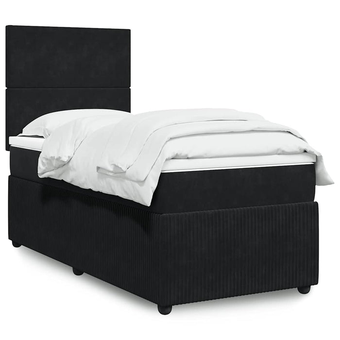 Pat box spring cu saltea, negru, 90x200 cm, catifea - WALTI WALTI