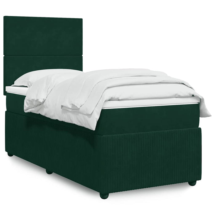 Pat box spring cu saltea, verde închis, 90x200 cm, catifea - WALTI WALTI