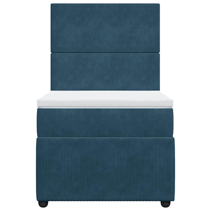 Pat box spring cu saltea, albastru, 90x200 cm, catifea - WALTI WALTI