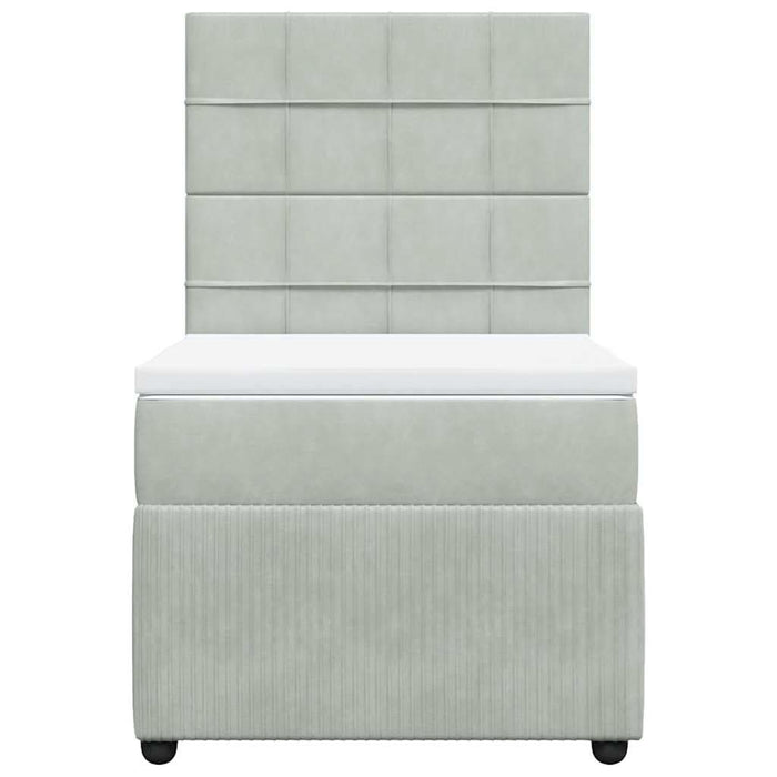 Pat box spring cu saltea, gri deschis, 90x200 cm, catifea - WALTI WALTI