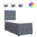 Pat box spring cu saltea, gri închis, 90x200 cm, catifea - WALTI WALTI