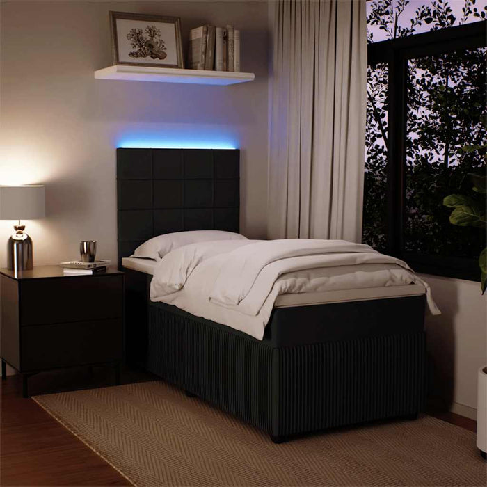 Pat box spring cu saltea, negru, 90x200 cm, catifea - WALTI WALTI