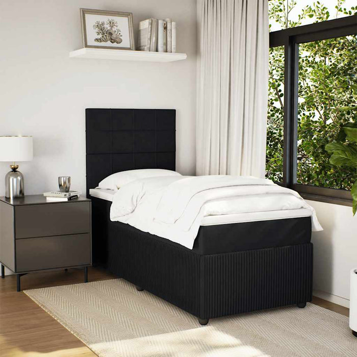 Pat box spring cu saltea, negru, 90x200 cm, catifea - WALTI WALTI