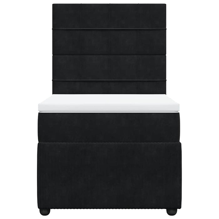 Pat box spring cu saltea, negru, 90x200 cm, catifea - WALTI WALTI