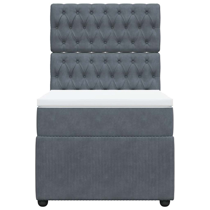 Pat box spring cu saltea, gri închis, 90x200 cm, catifea - WALTI WALTI