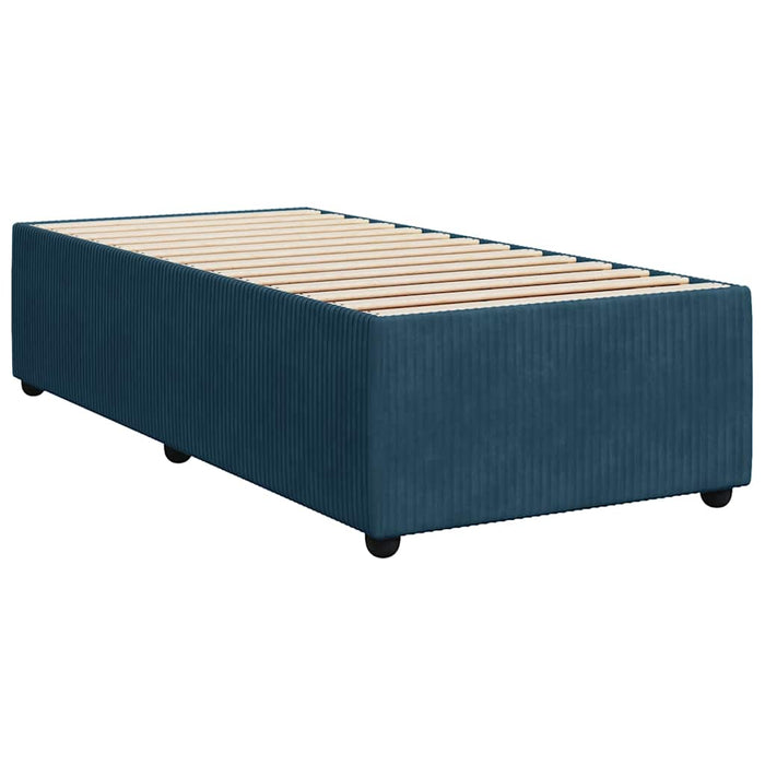 Pat box spring cu saltea, albastru, 90x200 cm, catifea WALTI