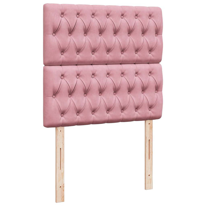 Pat box spring cu saltea, roz, 90x200 cm, catifea - WALTI WALTI