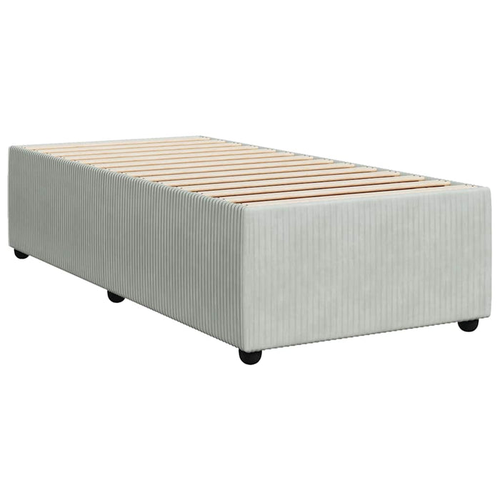 Pat box spring cu saltea, gri deschis, 90x200 cm, catifea - WALTI WALTI