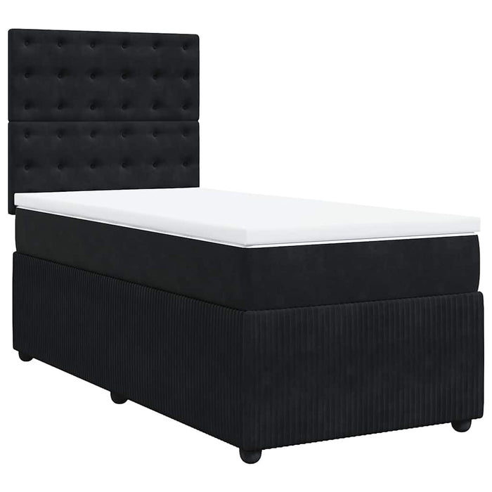 Pat box spring cu saltea, negru, 90x200 cm, catifea - WALTI WALTI