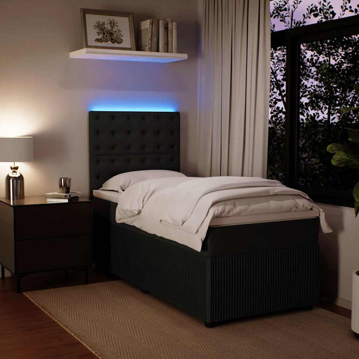 Pat box spring cu saltea, negru, 90x200 cm, catifea - WALTI WALTI