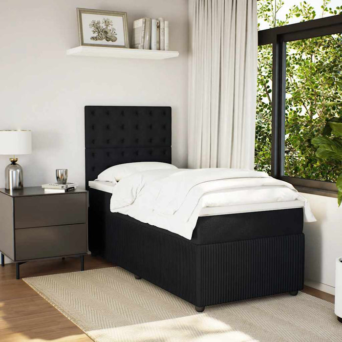 Pat box spring cu saltea, negru, 90x200 cm, catifea - WALTI WALTI