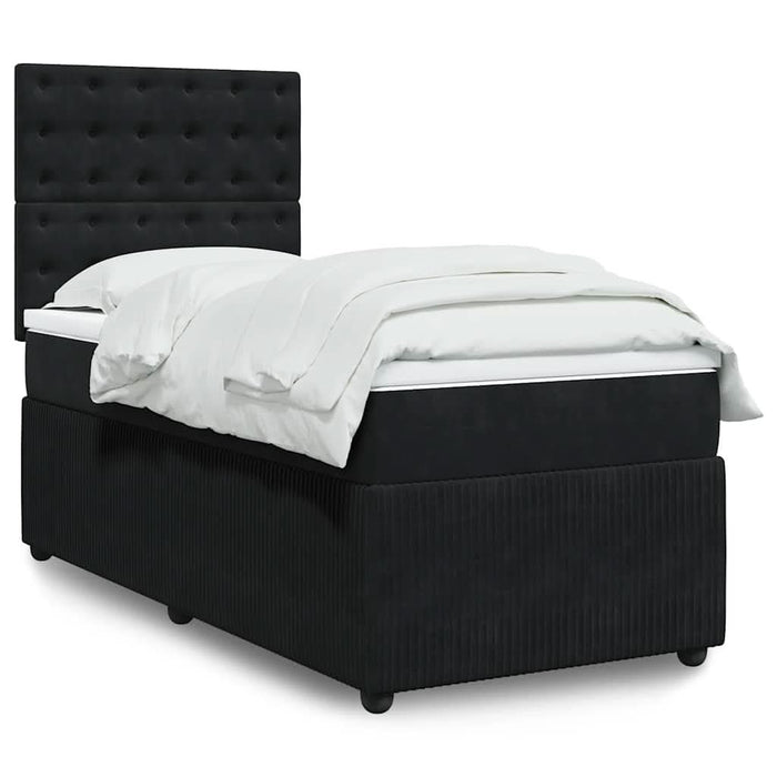Pat box spring cu saltea, negru, 90x200 cm, catifea - WALTI WALTI