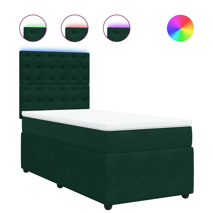 Pat box spring cu saltea, verde închis, 90x200 cm, catifea - WALTI WALTI
