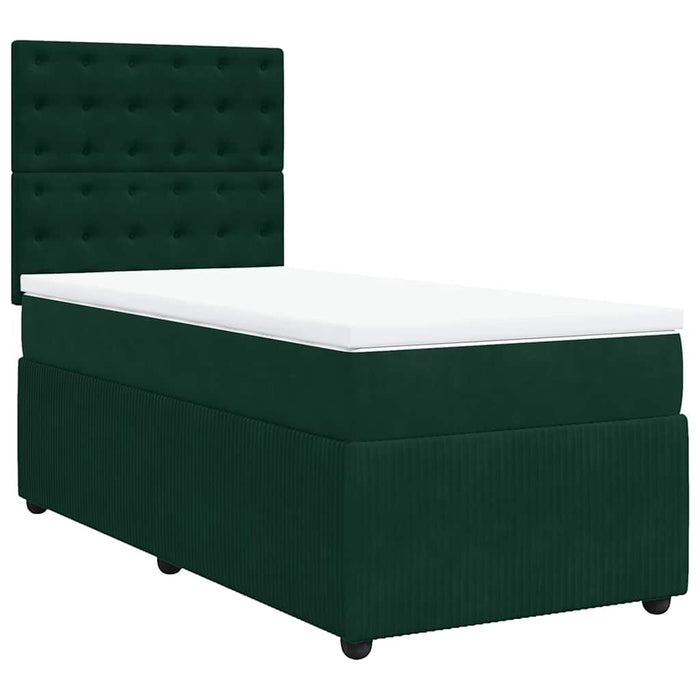 Pat box spring cu saltea, verde închis, 90x200 cm, catifea - WALTI WALTI