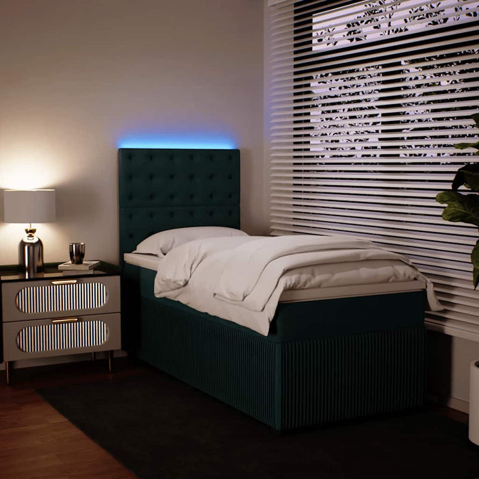 Pat box spring cu saltea, verde închis, 90x200 cm, catifea - WALTI WALTI
