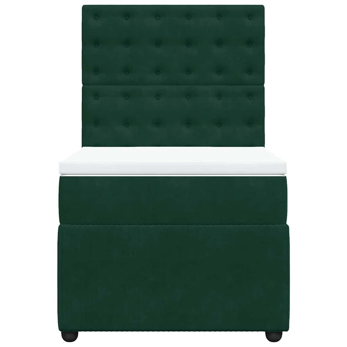 Pat box spring cu saltea, verde închis, 90x200 cm, catifea - WALTI WALTI