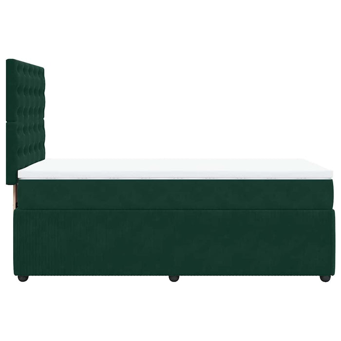 Pat box spring cu saltea, verde închis, 90x200 cm, catifea - WALTI WALTI