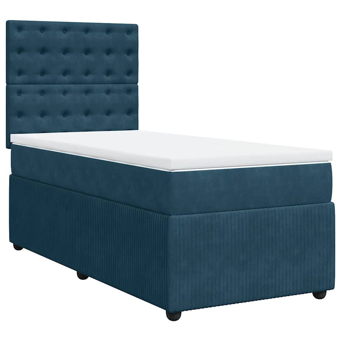 Pat box spring cu saltea, albastru, 90x200 cm, catifea - WALTI WALTI
