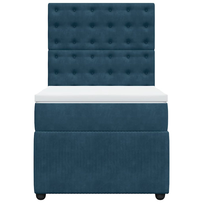 Pat box spring cu saltea, albastru, 90x200 cm, catifea - WALTI WALTI