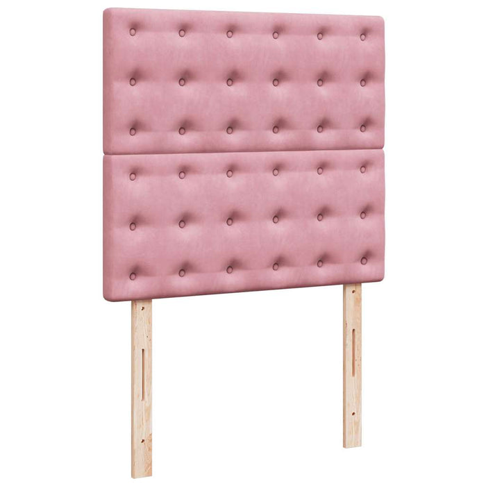 Pat box spring cu saltea, roz, 90x200 cm, catifea - WALTI WALTI