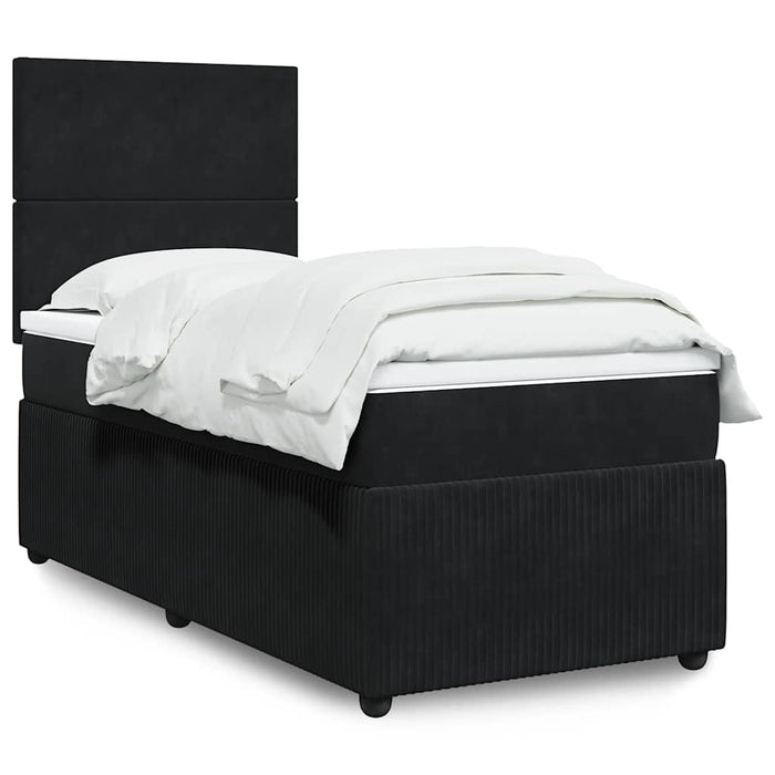 Pat box spring cu saltea, negru, 100x200 cm, catifea - WALTI WALTI