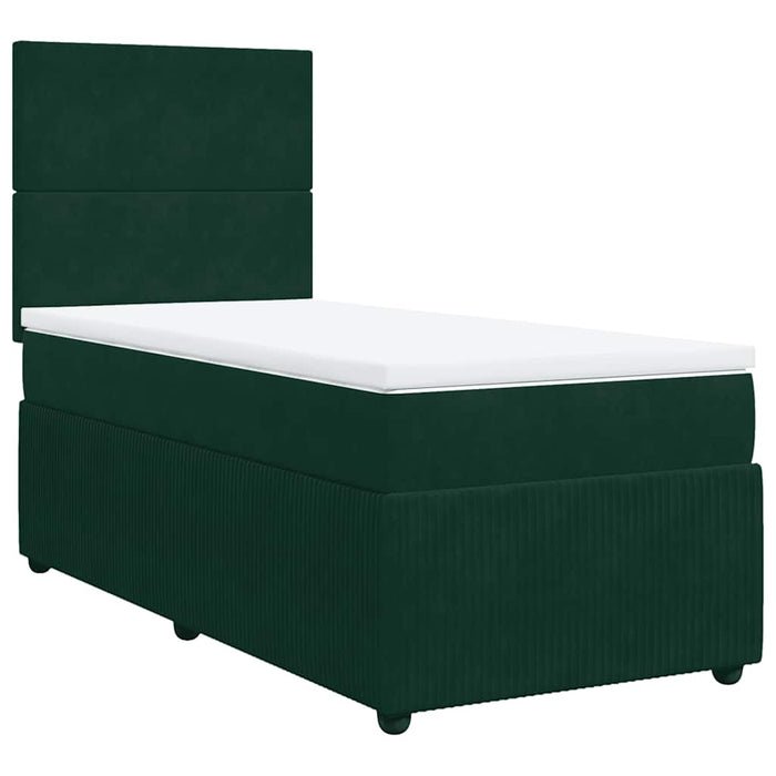 Pat box spring cu saltea, verde închis, 100x200 cm, catifea - WALTI WALTI