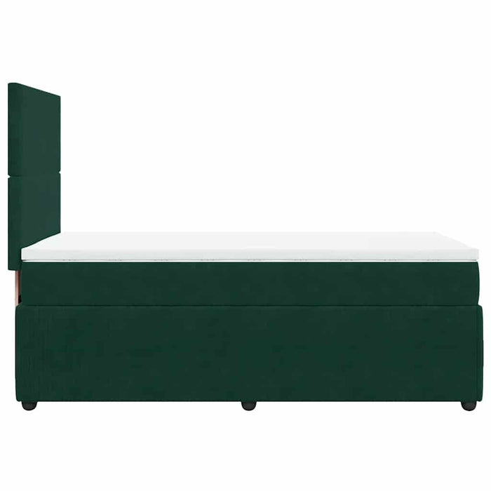 Pat box spring cu saltea, verde închis, 100x200 cm, catifea - WALTI WALTI