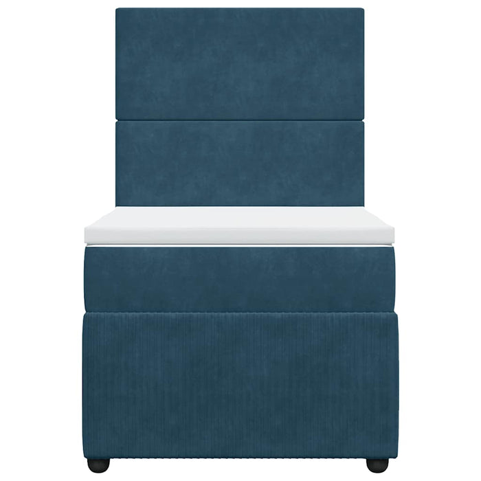 Pat box spring cu saltea, albastru, 100x200 cm, catifea - WALTI WALTI