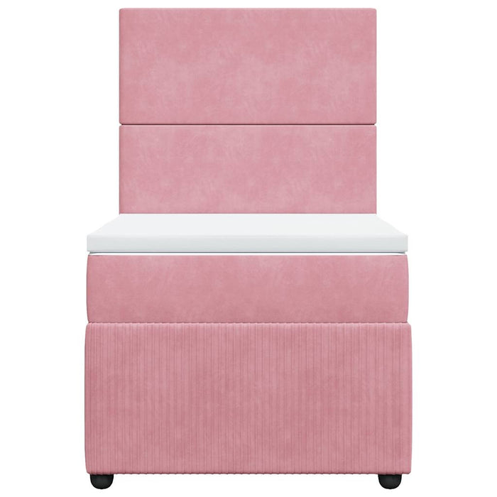 Pat box spring cu saltea, roz, 100x200 cm, catifea - WALTI WALTI