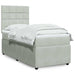 Pat box spring cu saltea, gri deschis, 100x200 cm, catifea - WALTI WALTI