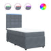 Pat box spring cu saltea, gri închis, 100x200 cm, catifea - WALTI WALTI