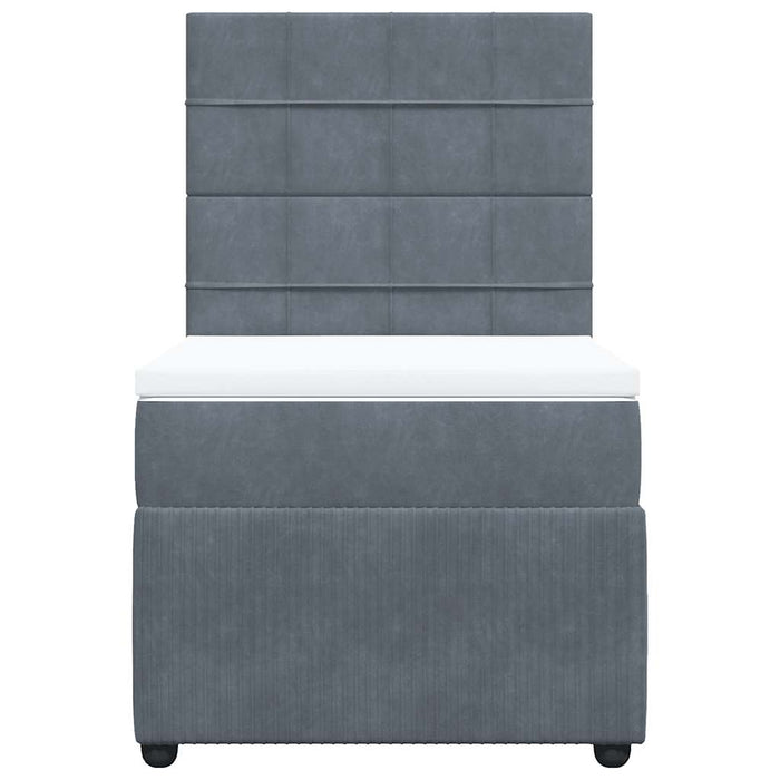Pat box spring cu saltea, gri închis, 100x200 cm, catifea - WALTI WALTI