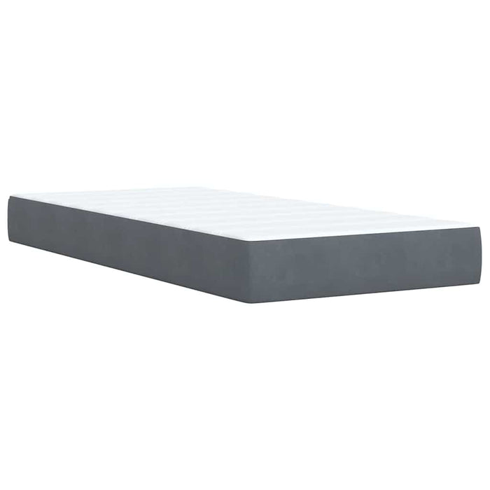 Pat box spring cu saltea, gri închis, 100x200 cm, catifea - WALTI WALTI