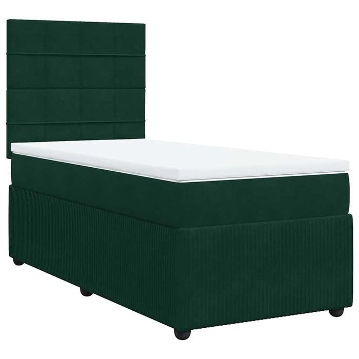 Pat box spring cu saltea, verde închis, 100x200 cm, catifea - WALTI WALTI