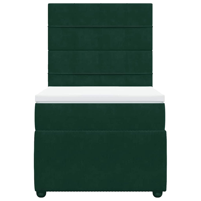 Pat box spring cu saltea, verde închis, 100x200 cm, catifea - WALTI WALTI