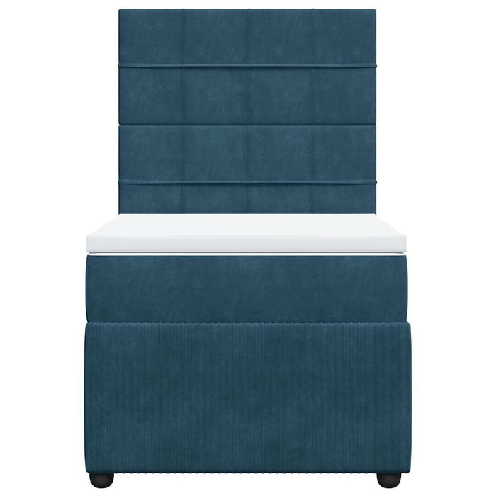 Pat box spring cu saltea, albastru, 100x200 cm, catifea - WALTI WALTI