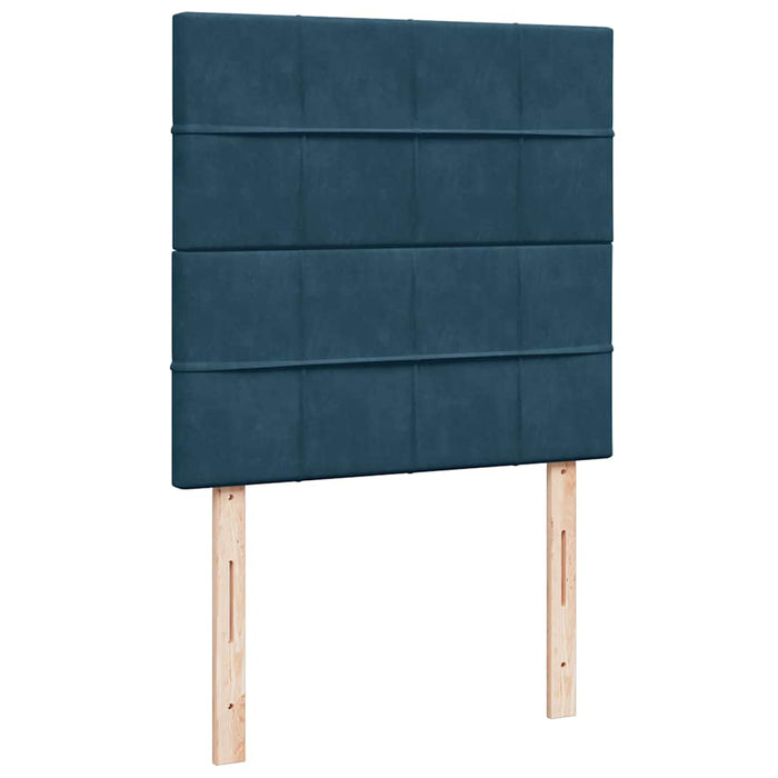 Pat box spring cu saltea, albastru, 100x200 cm, catifea - WALTI WALTI