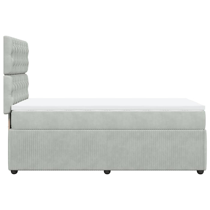 Pat box spring cu saltea, gri deschis, 100x200 cm, catifea - WALTI WALTI