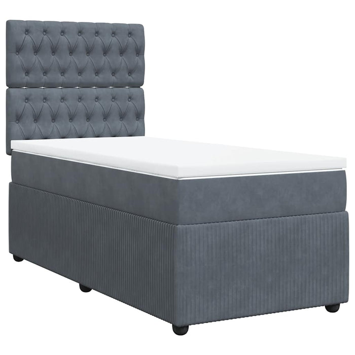 Pat box spring cu saltea, gri închis, 100x200 cm, catifea - WALTI WALTI
