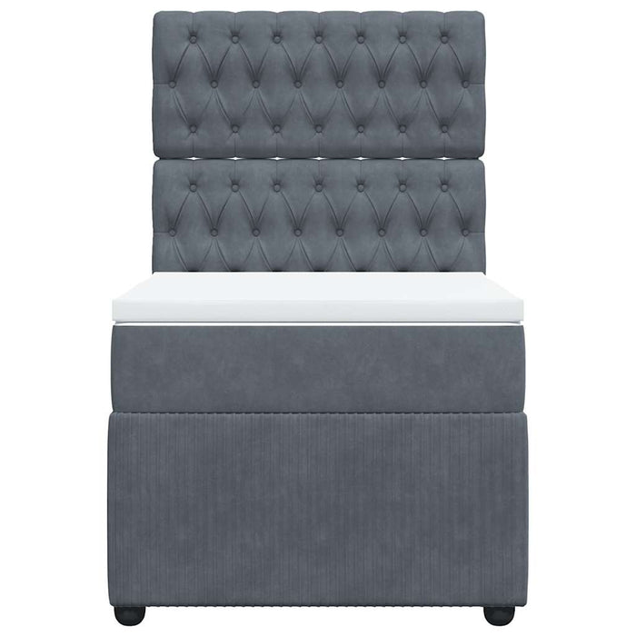 Pat box spring cu saltea, gri închis, 100x200 cm, catifea - WALTI WALTI