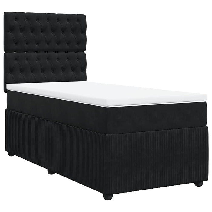Pat box spring cu saltea, negru, 100x200 cm, catifea - WALTI WALTI