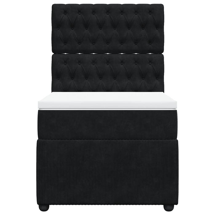 Pat box spring cu saltea, negru, 100x200 cm, catifea - WALTI WALTI