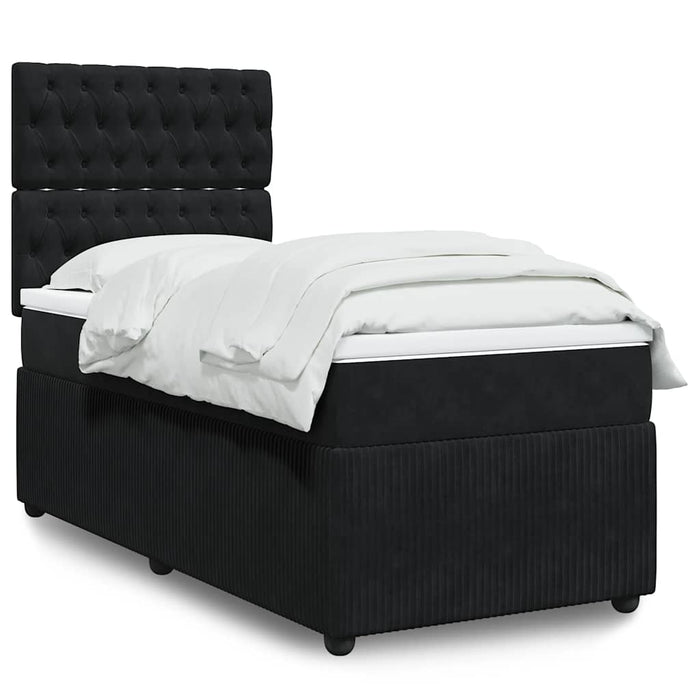 Pat box spring cu saltea, negru, 100x200 cm, catifea - WALTI WALTI