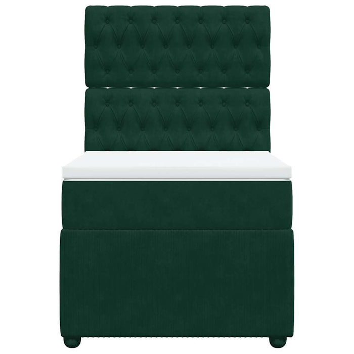 Pat box spring cu saltea, verde închis, 100x200 cm, catifea - WALTI WALTI