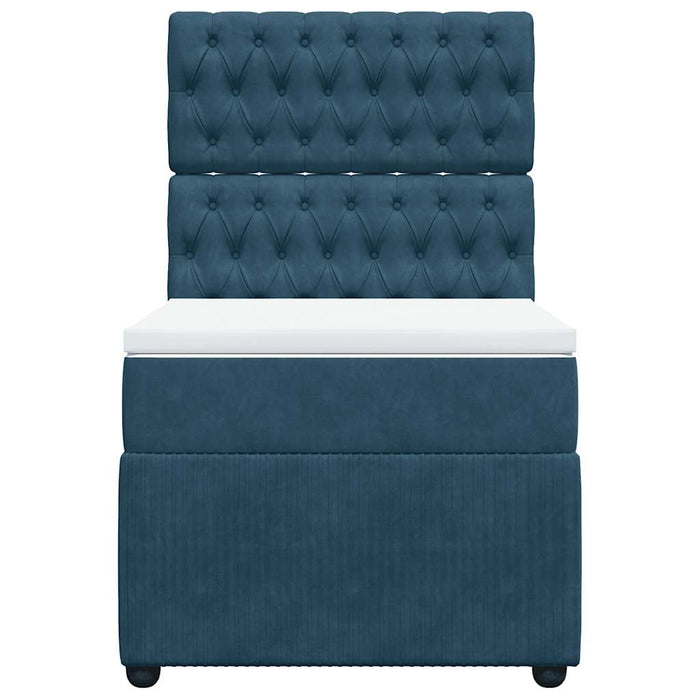 Pat box spring cu saltea, albastru, 100x200 cm, catifea - WALTI WALTI