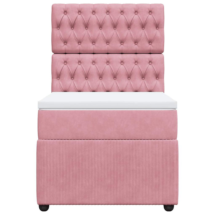 Pat box spring cu saltea, roz, 100x200 cm, catifea - WALTI WALTI