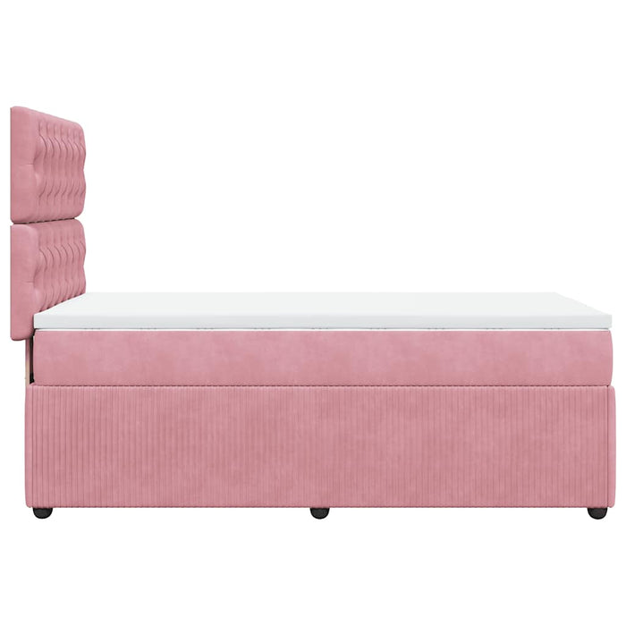 Pat box spring cu saltea, roz, 100x200 cm, catifea - WALTI WALTI